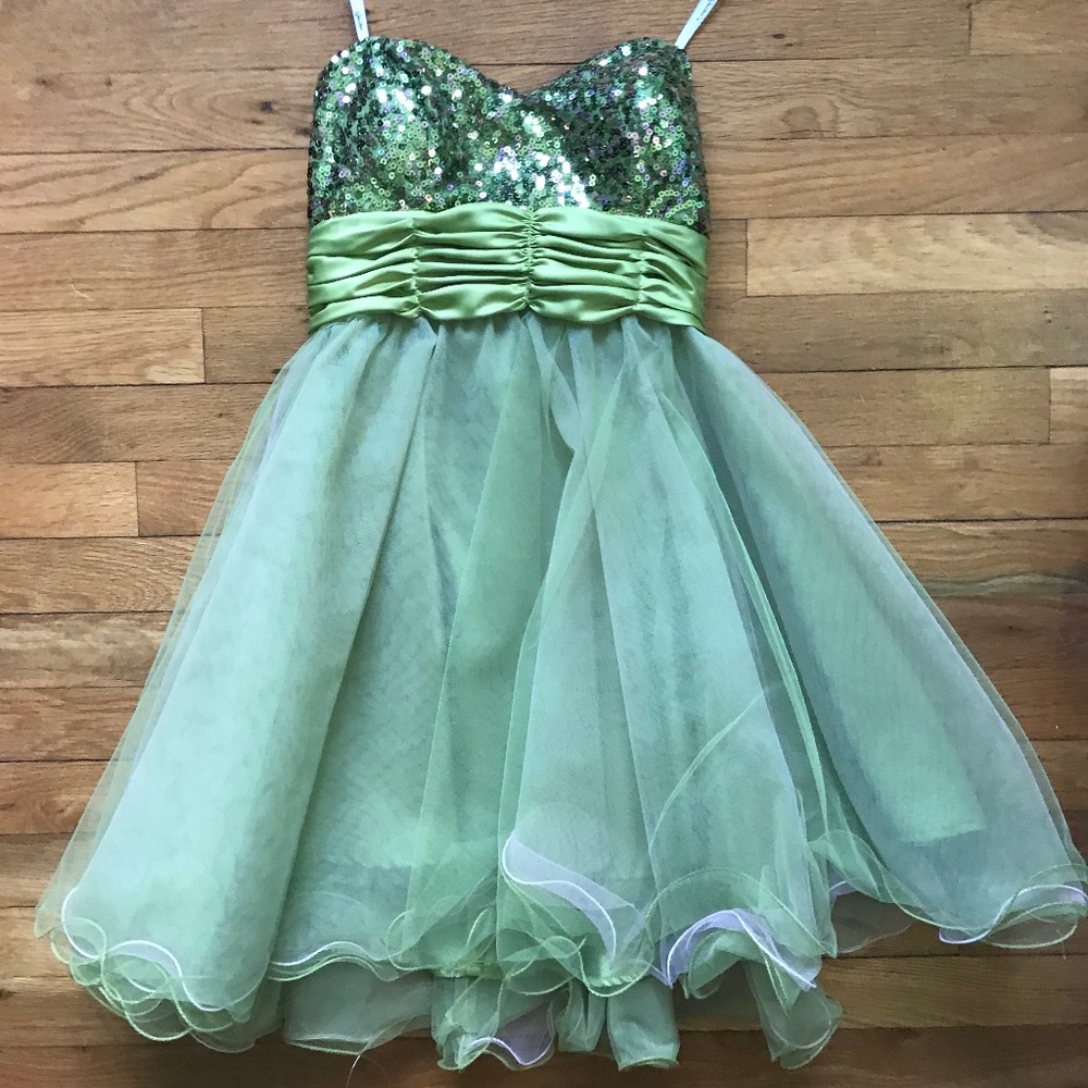Olive Green/Pink Formal Dress Size Sm